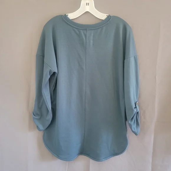 Cupio Women's Blue 3/4 Sleeve Scoop-Neck Top, Size Medium - Picture 3 of 5